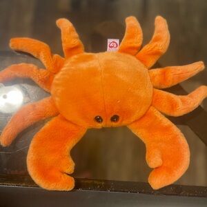 Digger Crab Orange Red Eyes Vintage Beanie Buddies Ty Plush 14" Toy Lovey 1999